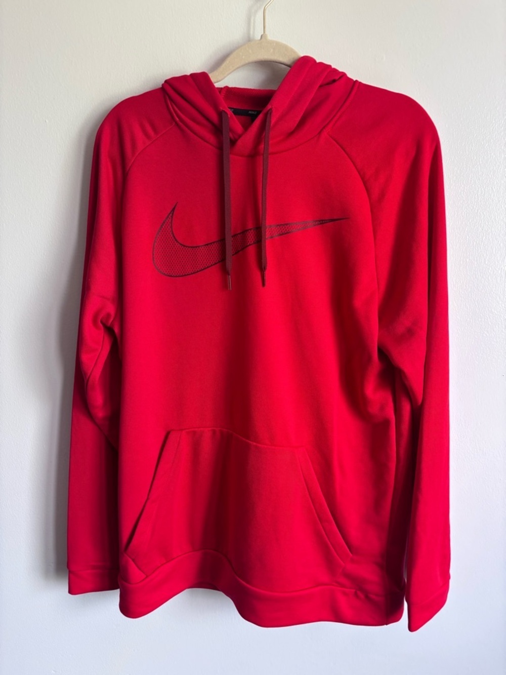 NWT Men's Nike Red Dri Fit Pullover Hoodie with Black Swoosh
